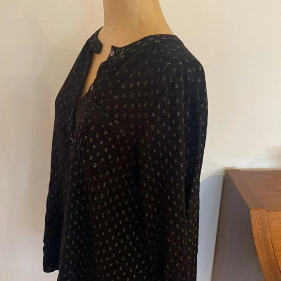 Free People sz S black v neck blouse oversized 1/2 button down great condition - Picture 5 of 9
